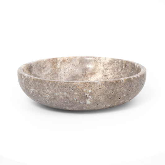 Shelf & Nook Travertine Decorative Bowls for Home Decor. Key Bowl for Entryway Table in a Choice of 5 Colors (Silver-Gray, Small)