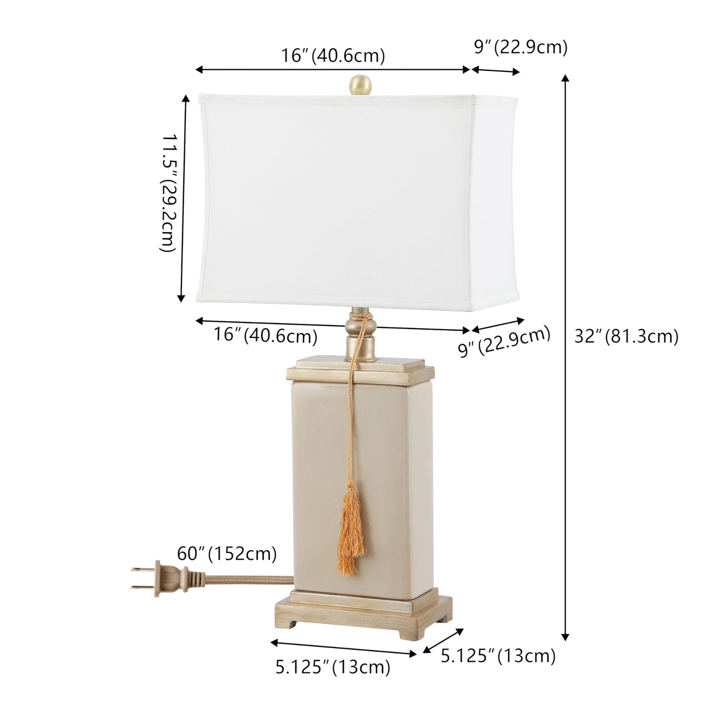 SAFAVIEH Lighting - Amiliana 32-Inch Tassel Table Lamp - Cream - Transitional Ceramic Design - Ideal for Living Room, Bedroom, Entryway, Home Office - LED Bulb Included (LIT4000A)