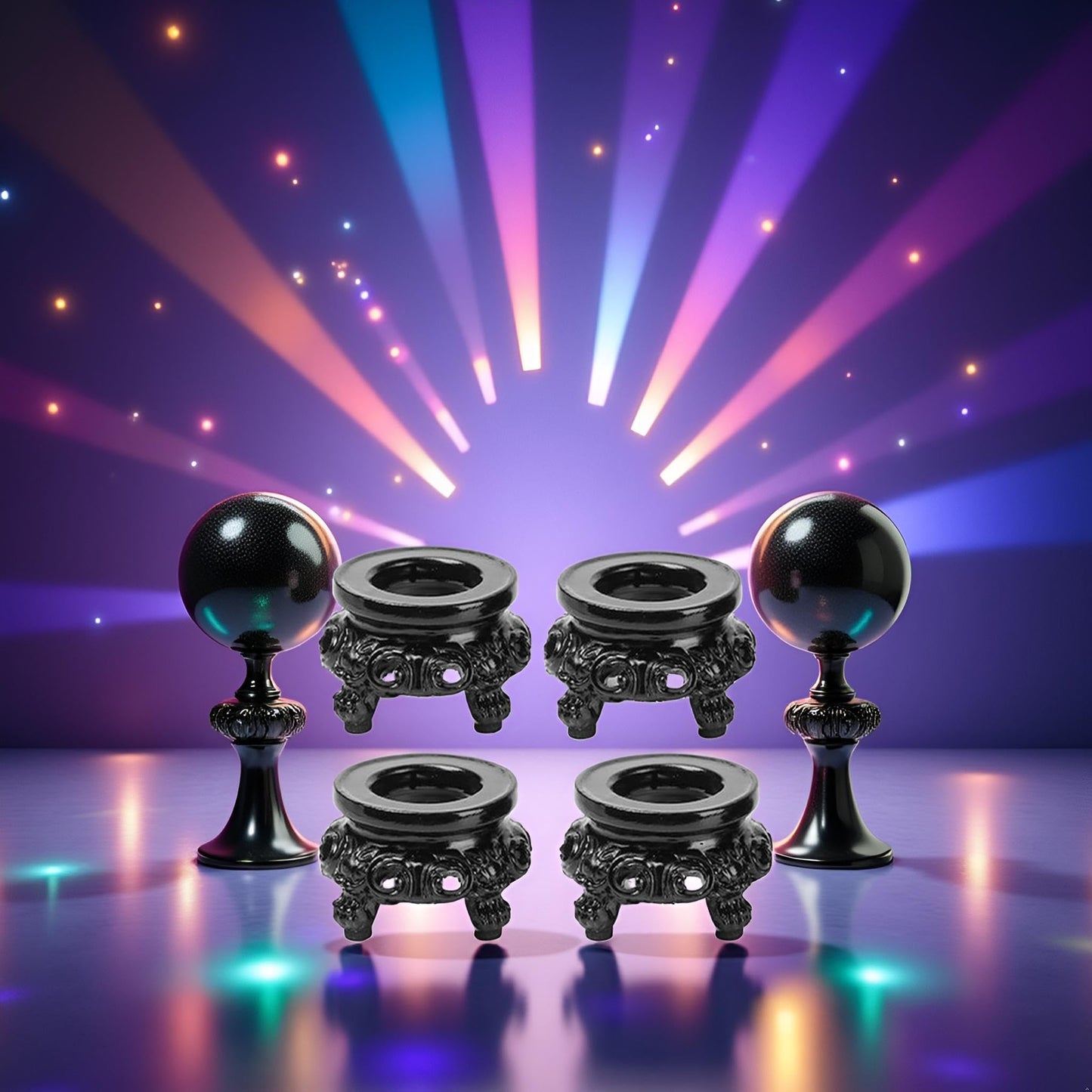 4Pcs Black Wooden Display Stand for Crystal Sphere Quartz Ball Holder Hollow Wood Stand Base for Crystal Ball Sphere Globe Stone Decoration Display Pedestals Display Stands Display Stands Home Decor