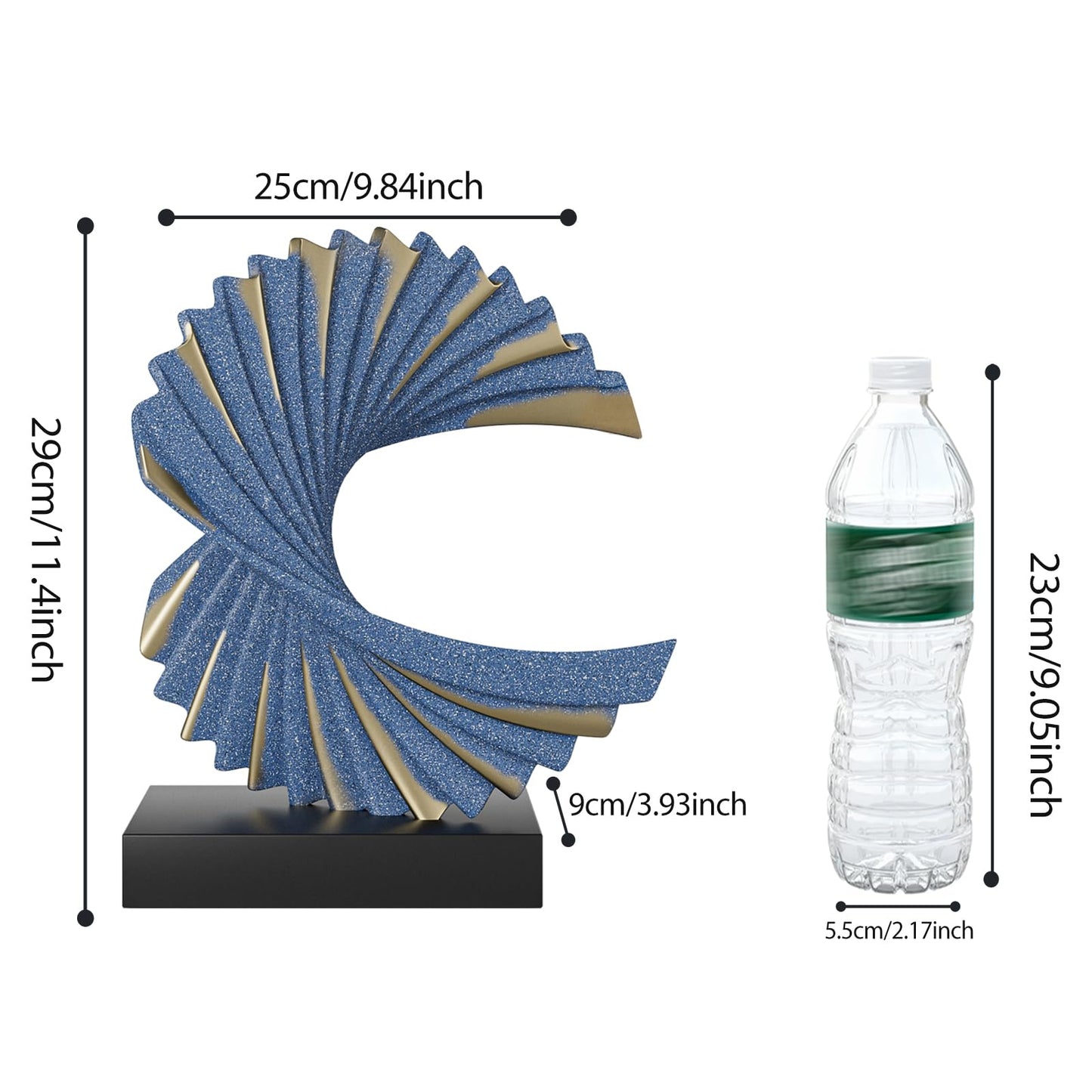 Paytonture Ocean Wave Sculpture Modern Funky Decor Wave Sea Ornament, Resin Statue Home Decor Abstract Statues Office Desk Decor Shelf Decor Accents for Men(Dark Blue)