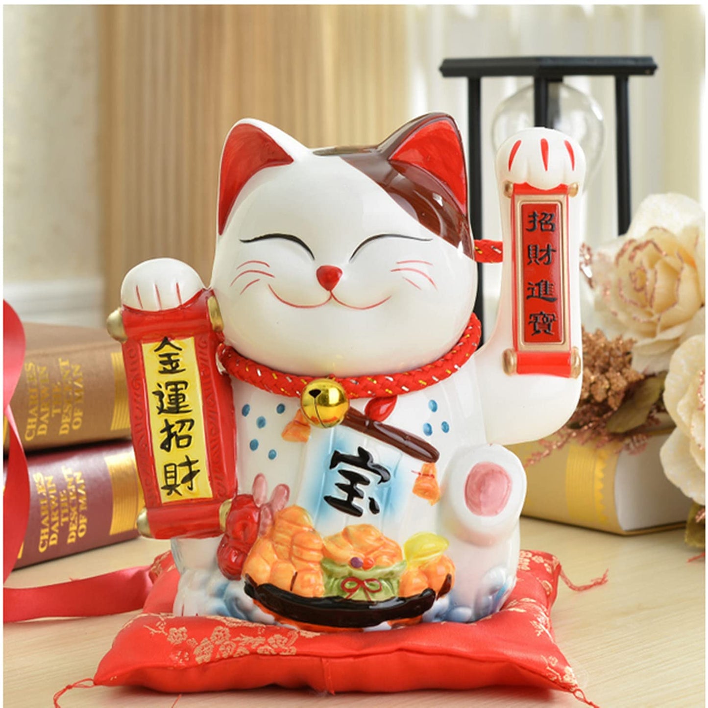 10-Inch Fortune Cat with Waving Arm, Gold