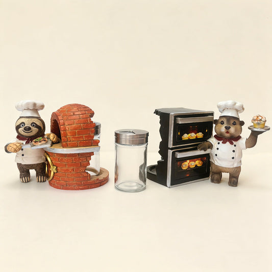 YOQUATE Otter and Sloth Salt and Pepper Shakers Set Chef Sloth & Otter Figurines Decorations with Salt & Pepper Shaker for Home Kitchen Table Decor Gifts
