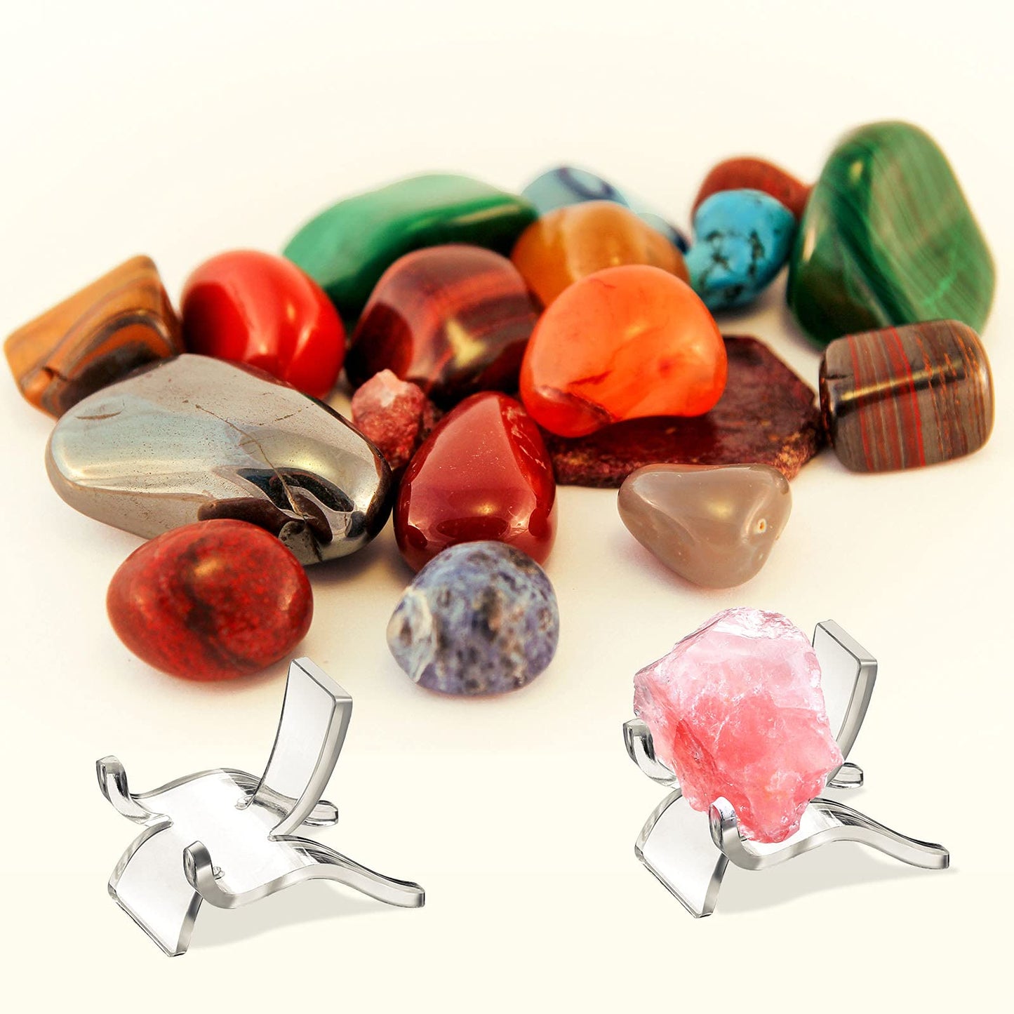 Jetec 20 Pcs Acrylic Rock Display Stand Crystal Holder Easel Stands Rock Display Stands Clear Pedestal Holders Collectibles for Geodes Mineral Agate Coral (Large)