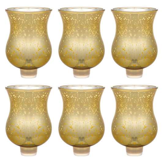 VIHOSE Bulk Set of 6 Gold 3.5" Peg Votive Holders with Rubber Gasket Glass Wholesale Candelabra Hurricane Glass Shades Votive Candleholder Cups for Stylish Home Decor