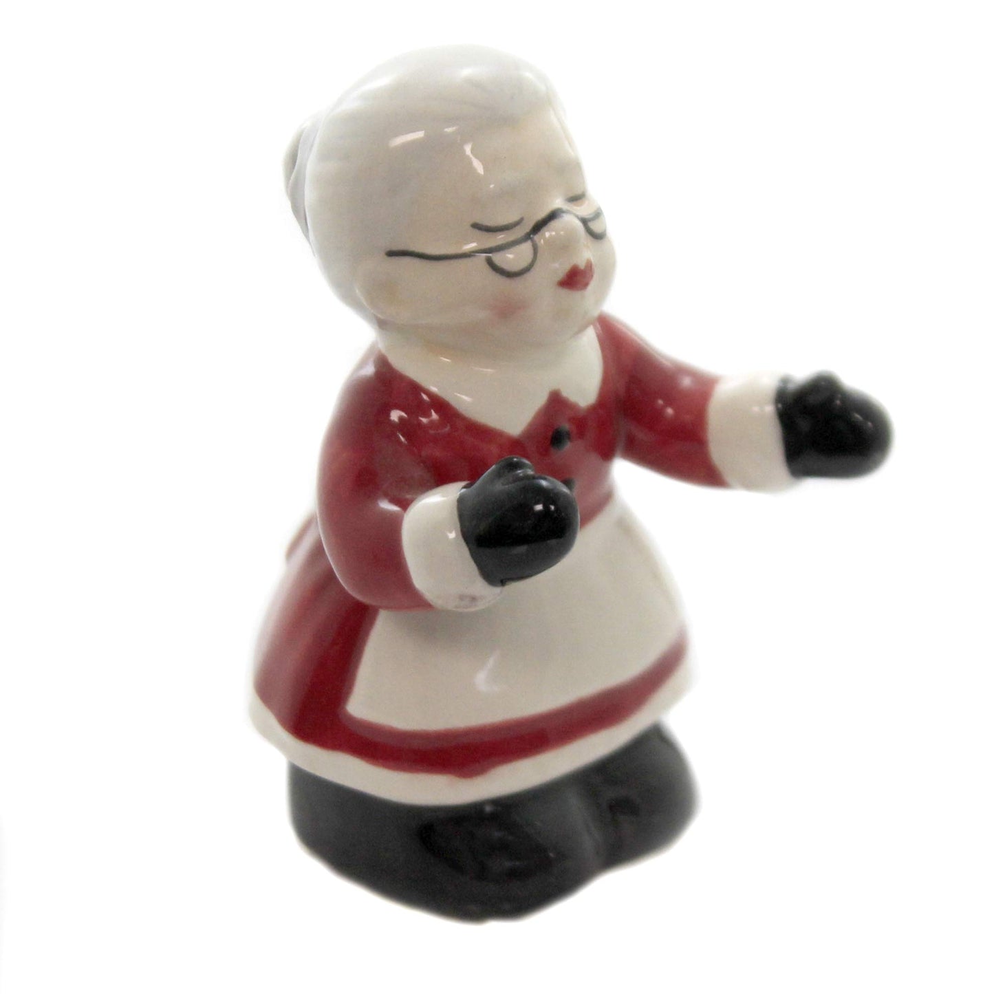 Fine Ceramic Kissing Santa & Mrs. Claus Under the Mistle Salt & Pepper Shakers Set, 3-3/8"