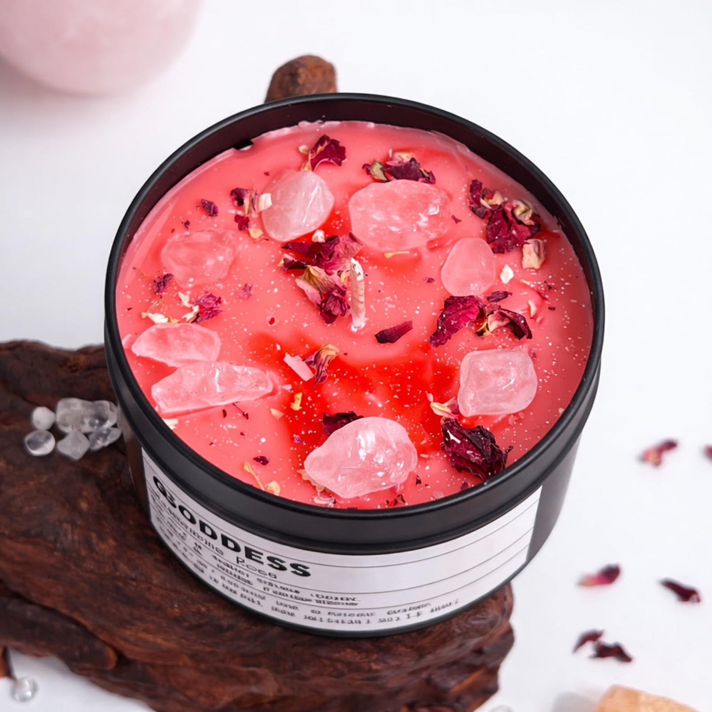 Inner Goddess – Rose Quartz Candle | Vegan Spiritual Candle for Self-Love, Heart Healing & Feminine Energy | Christmas Gift