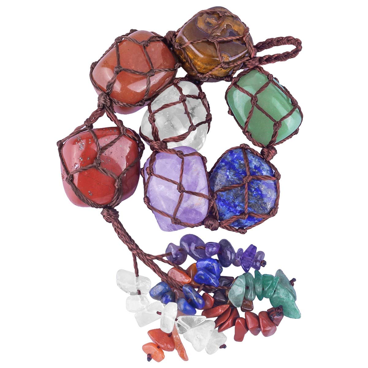 rockcloud 7 Chakras Stones Crystals Tree Wall Hanger Tumbled Gemstones Meditation Hanging Ornament Window Ornament Wedding Souvenir Home Decor