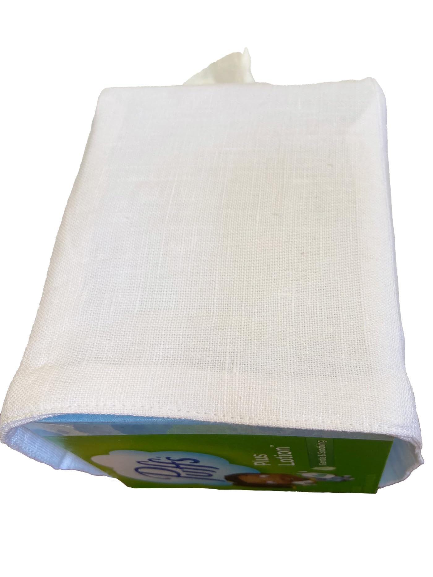 Jacaranda Living Square Tissue Box Cover, Linen/Cotton Fabric Tissue Holder, Decorative Cloth Tissue Cube Cover Tissue Box Cover, White Linen, Plain
