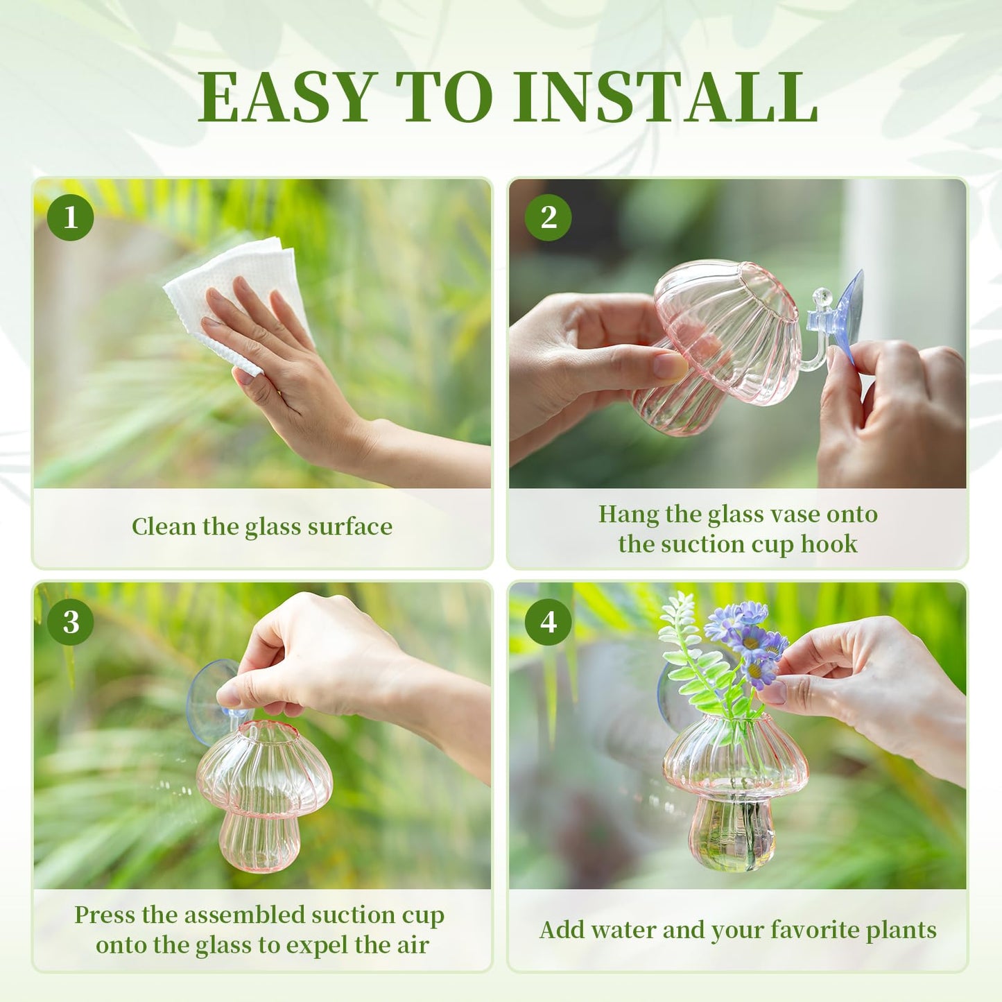 Glasseam Window Plant Propagation Stations: Glass Hanging Mushroom Vases