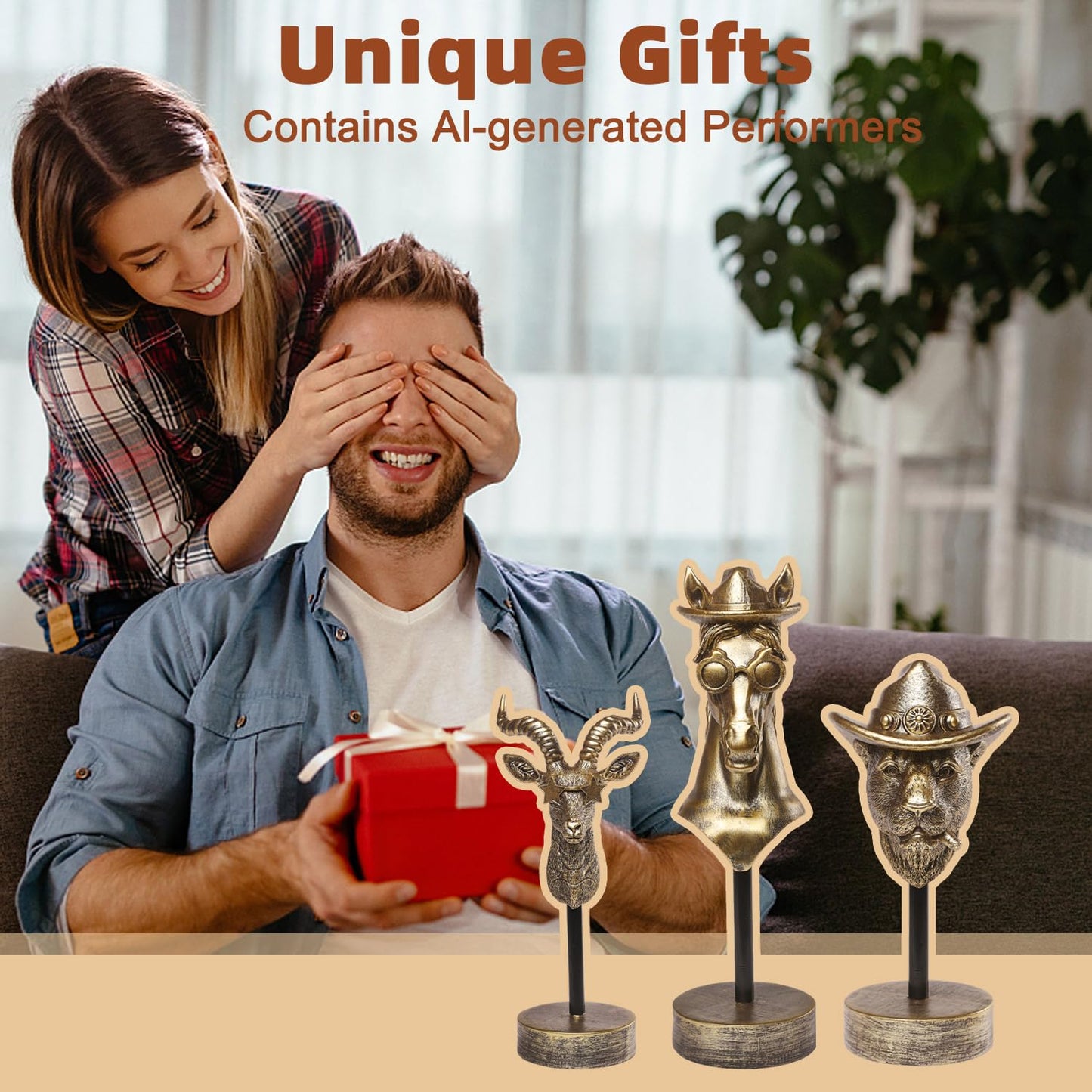 Newinhome Handcrafted Resin Sculpture -(3 PCS) Modern Home Decor Accent, Trending Living Room & Office Decor, Elegant Tabletop & Shelf Decor for Desk, Bookshelf, Nightstand - Unique Gift Idea