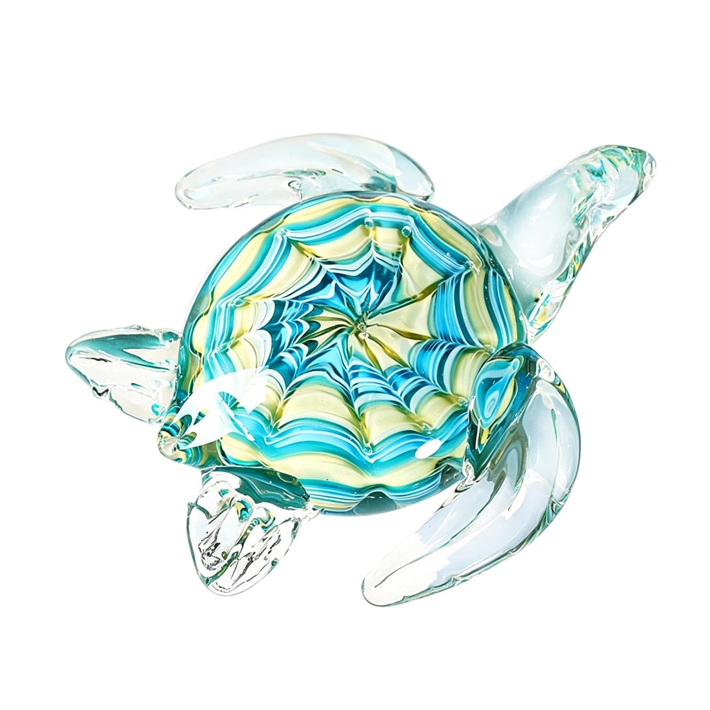 QFkris 6" Blown Glass Sea Turtle Figurine, Handmade Glass Sculpture, Home Decor, Birthdat Present
