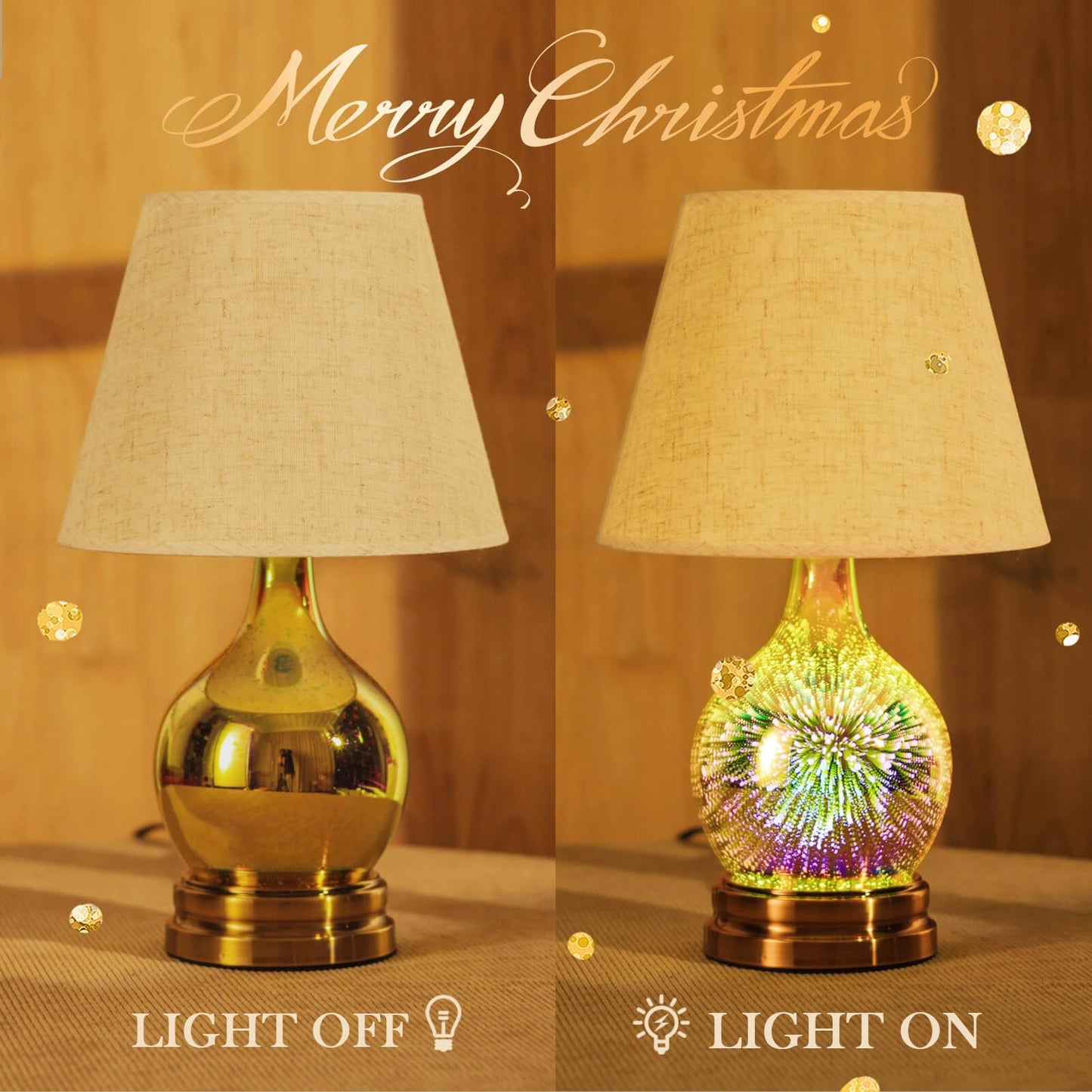 Porseme Table Lamp, Desk Lamp Bulb Included - Modern Lamp with Unique Lampshade, Handmade 3D Effect Glass Base - Perfect Table Lamp in Bedroom, Bedside, Living Room, Office (E12 LED Bulb Included)