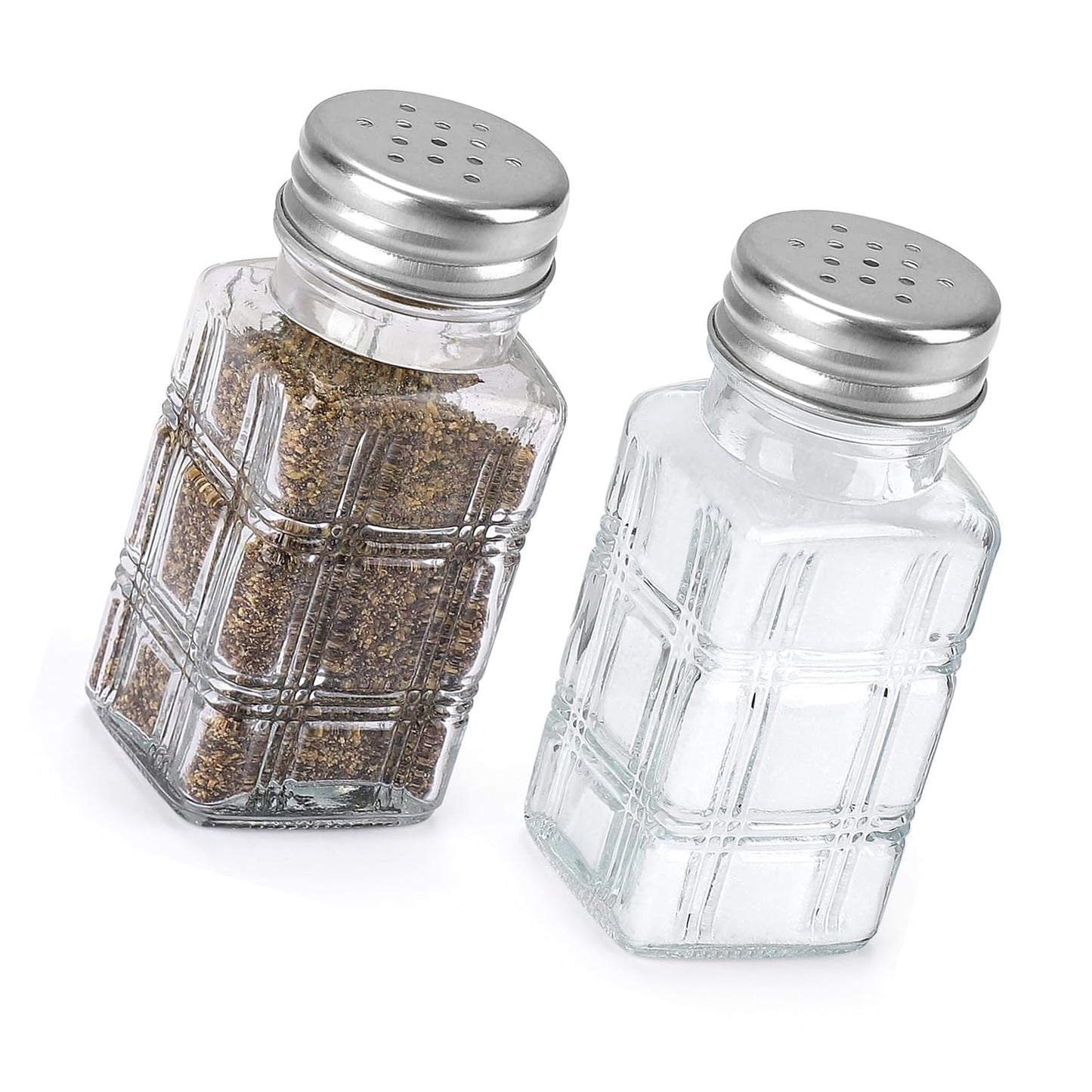 2Pcs Square Glass Condiment Jars for Cooking Baking Seasonings Organization Practical Salts Peppers Shaker Clear Seasoning Bottles