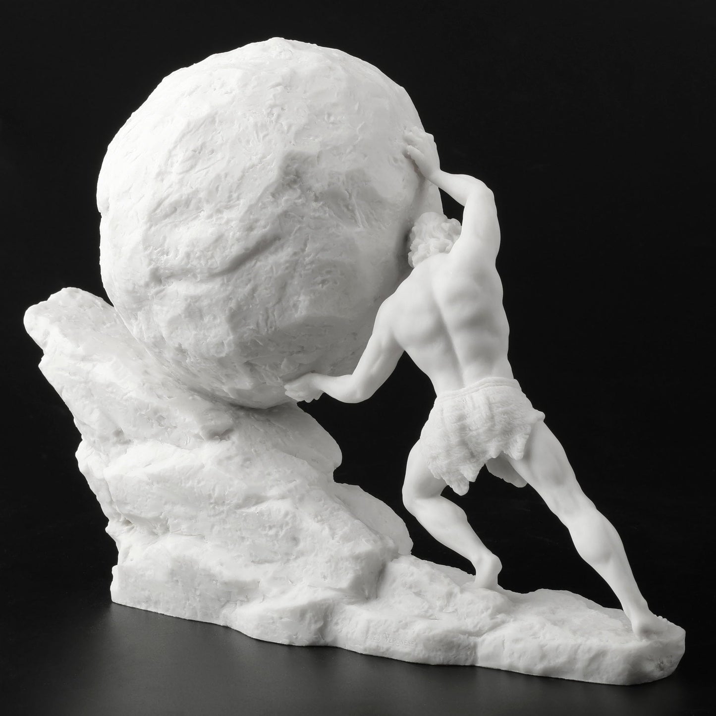 Veronese Design 8 1/8 Inch Sisyphus Pushing The Eternal Boulder Resin Statue Marble White Finish Home Decor Sculpture Greek and Roman Collectible