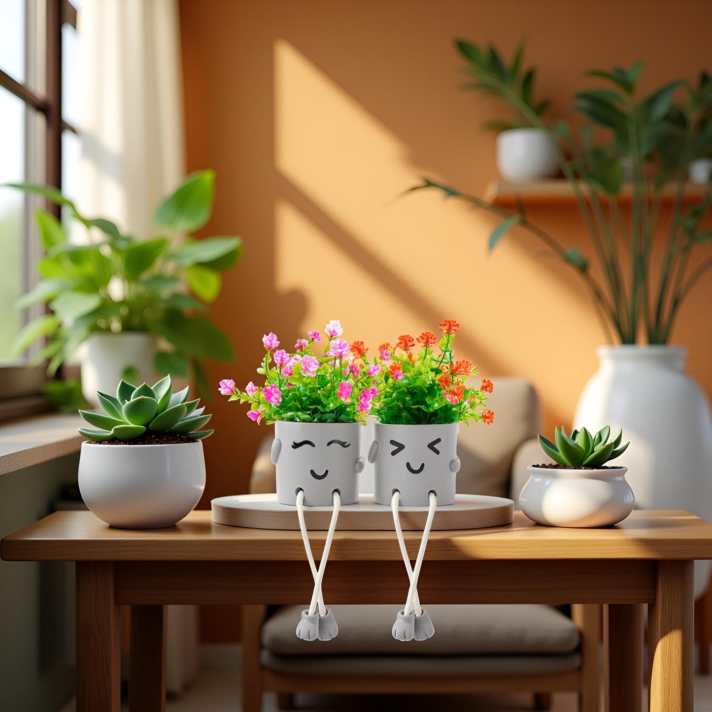 ASOPHEX 2 Packs Cute Fake Plants, Artificial Potted Plants for Table Desk Home Bedroom Bathroom Office Shelf Office Wall Room Farmhouse Decor Artificial Plants