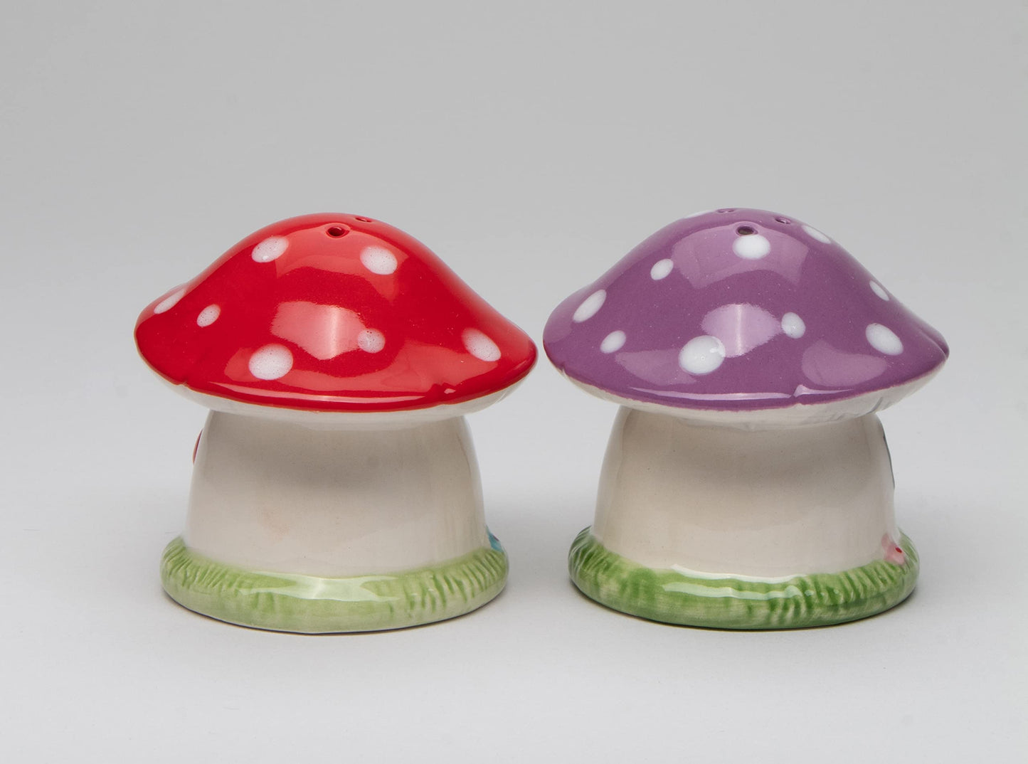 Fine Ceramic Fairy Mushroom House Salt & Pepper Shakers Set, 2-5/8"