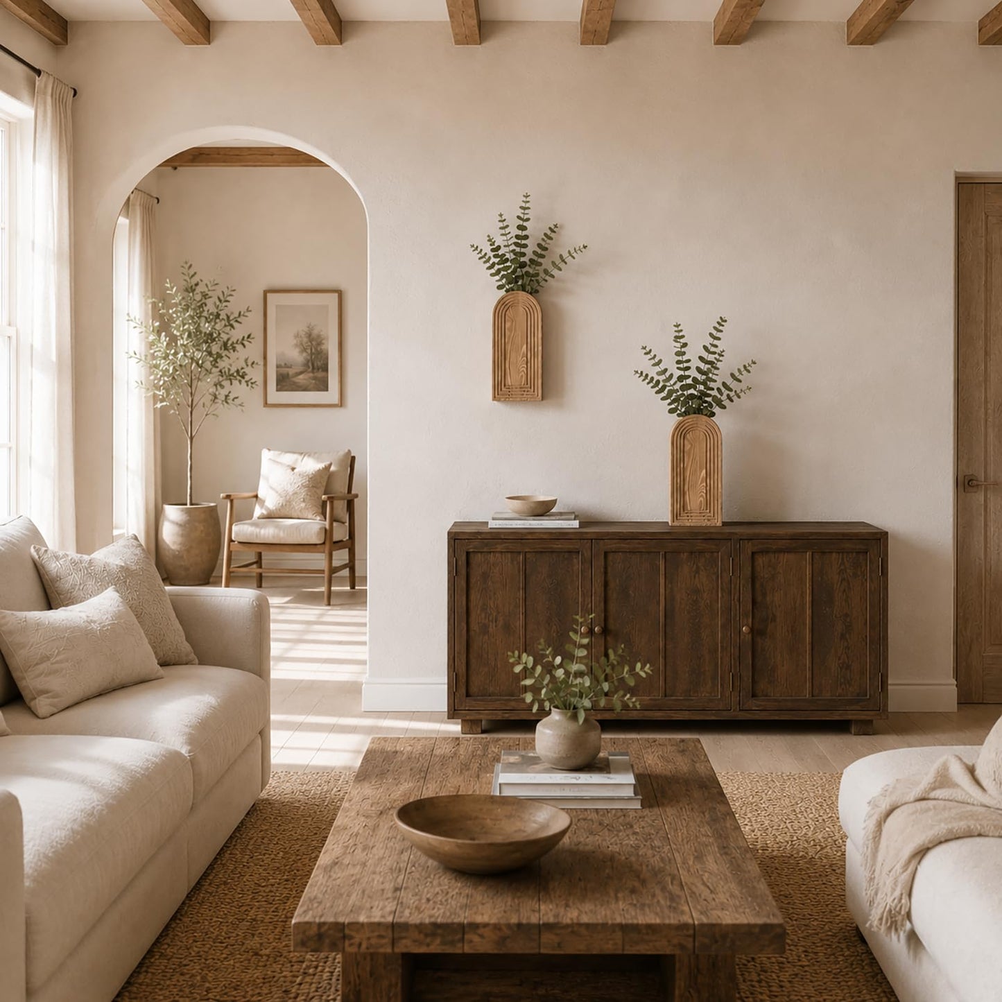 Wooden Wall Vase Set, Hanging Planters for Modern Wall Decor