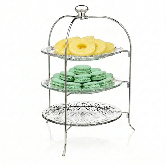 Godinger 3 Tiered Platter Stand - Dublin Crystal Collection