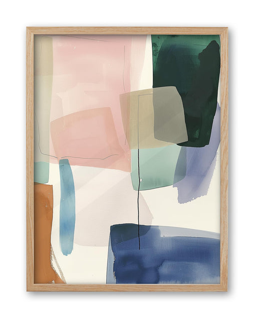 iHery 16x20in Blue Green Geometric Framed Abstract Wall Art