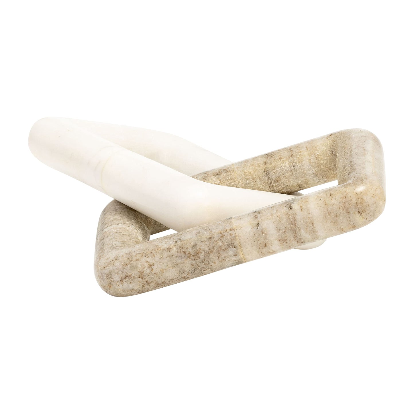 Rectangular Link Stone Marble Sculpture Figurine for Home and Bathroom - Decorative Object for Office and Room Decor - Display Ornament for Living Room, Shelf and Coffee Table Accent - 2", White