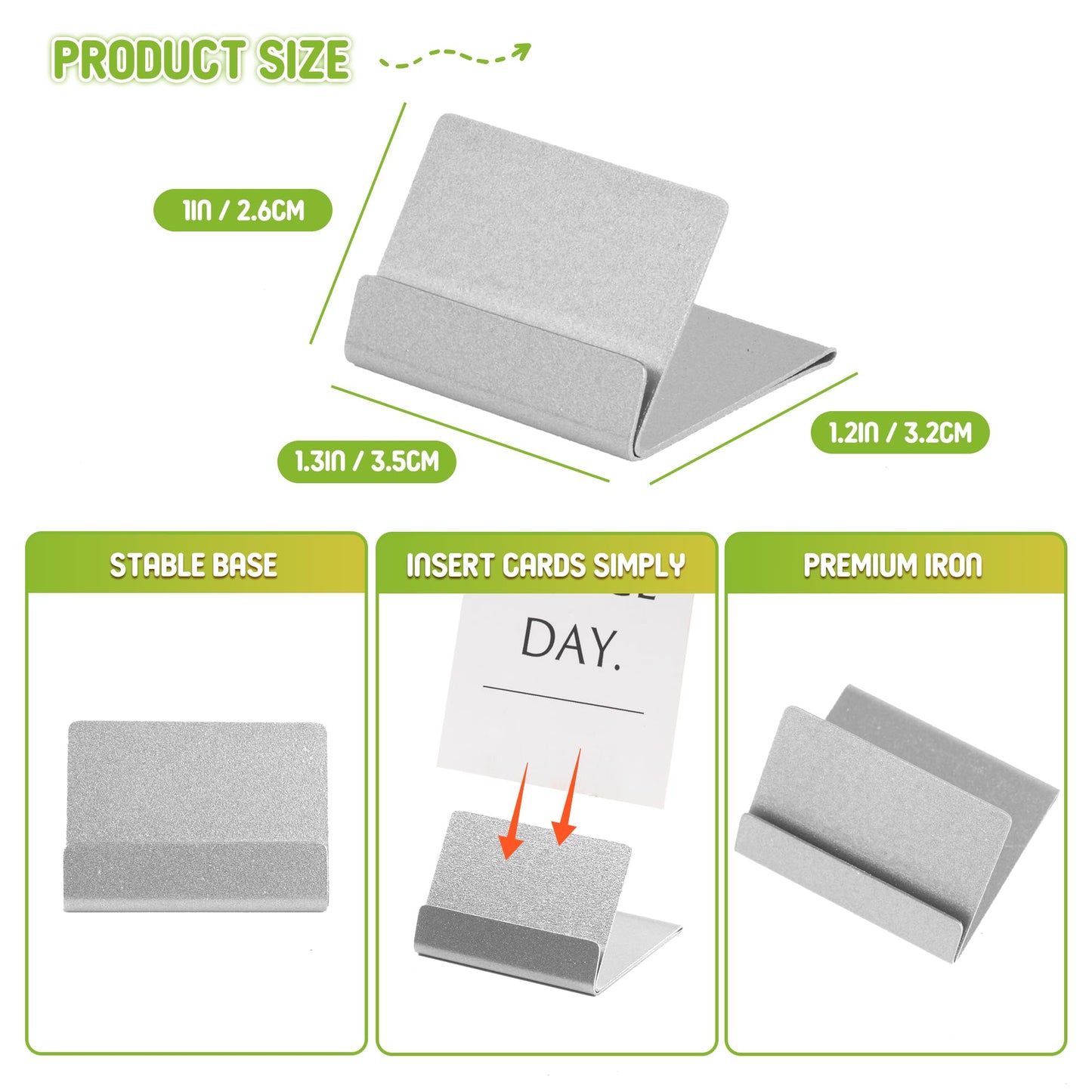 Urban Deco Table Card Holder Metal Place Card Holders Steel Card Holders for Photos, Food Signs, Memo Notes, Weddings, Restaurants, Birthday (Silver 16PK)