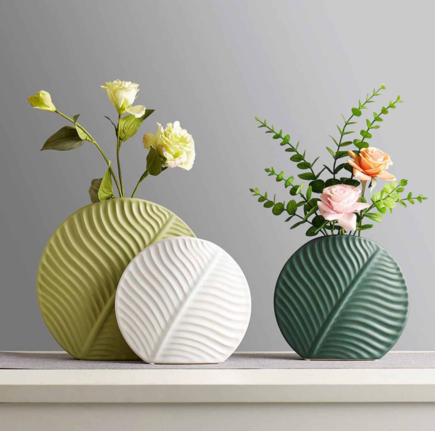 AzulHome Ceramic Vase - Decorative Flower Vase for Modern Table Shelf Decor, Nordic Minimalism Aesthetic Boho Style Decor for Bedroom Living Room Office Entryway Centerpiece Solid White
