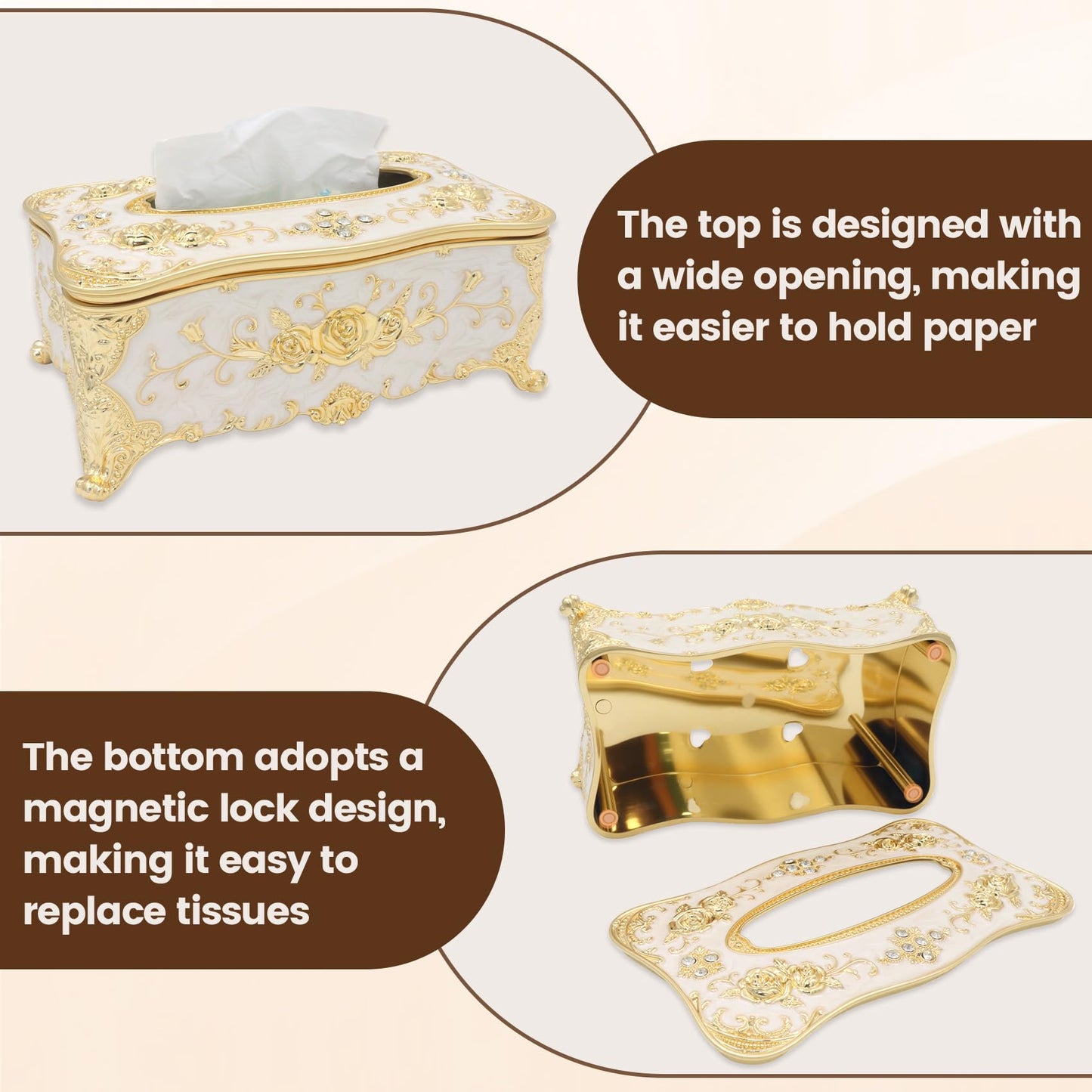 Geesatis Tissue Box Cover, Rectangle Tissue Box Holder,9" L x 5" W x 3.7" H