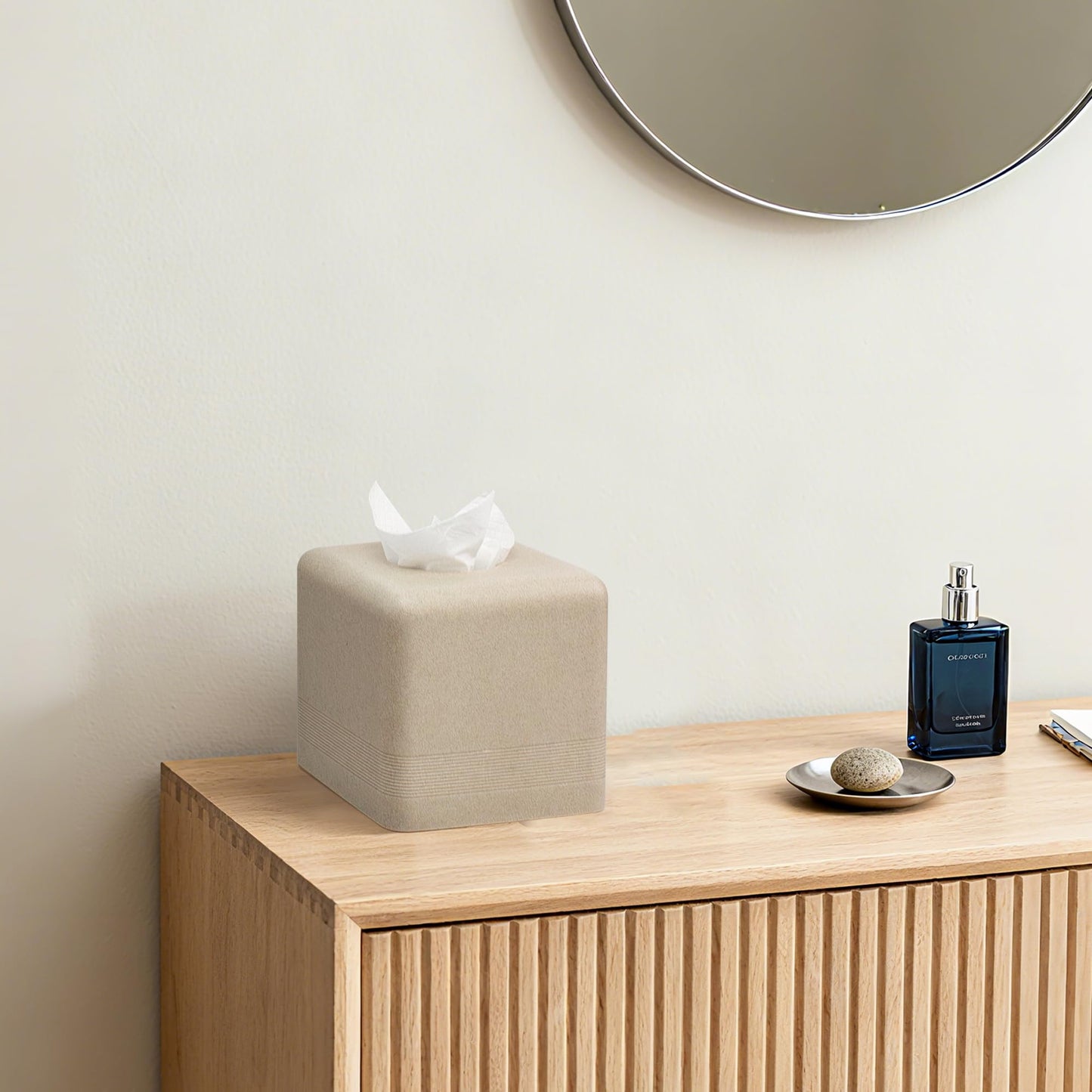 YMXYJM Resin Tissue Box Cover, Modern Square Holder, Beige