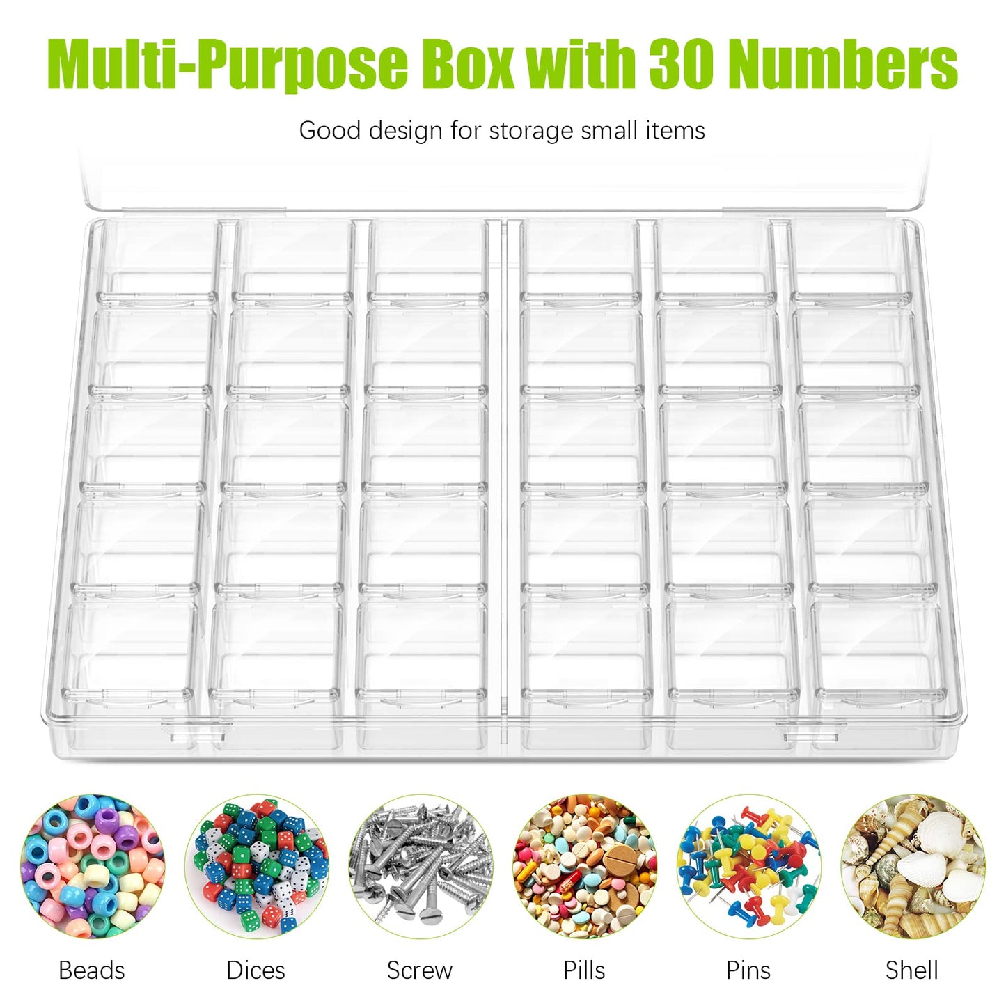 DOHIMGIO 30 Packs Plastic Stackable Organizer Container with Lids, Mini Containers for Beads, Glitter, Slime, Paint or Seed Storage - Black (Transparent)