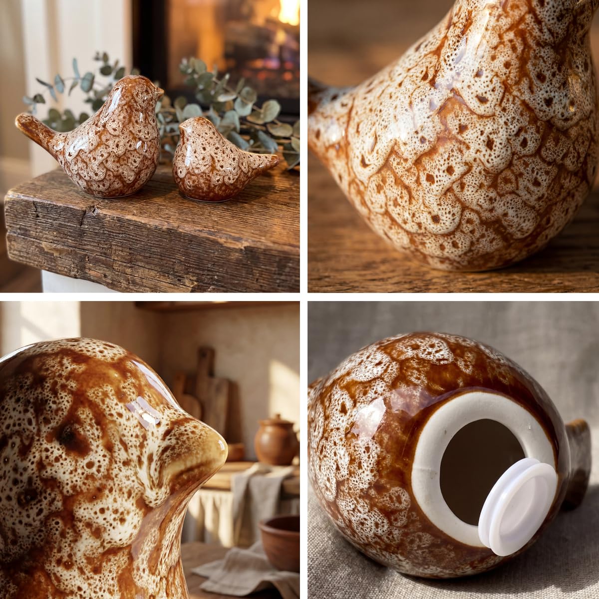 DQMPTCUA statueBird Statues, Modern Home Decor, Suitable for desks, Bookshelves, bedrooms, Living Rooms, cabinets, and Fireplace Mantel Decorations. Ceramic Animal Statues. (Off-White)