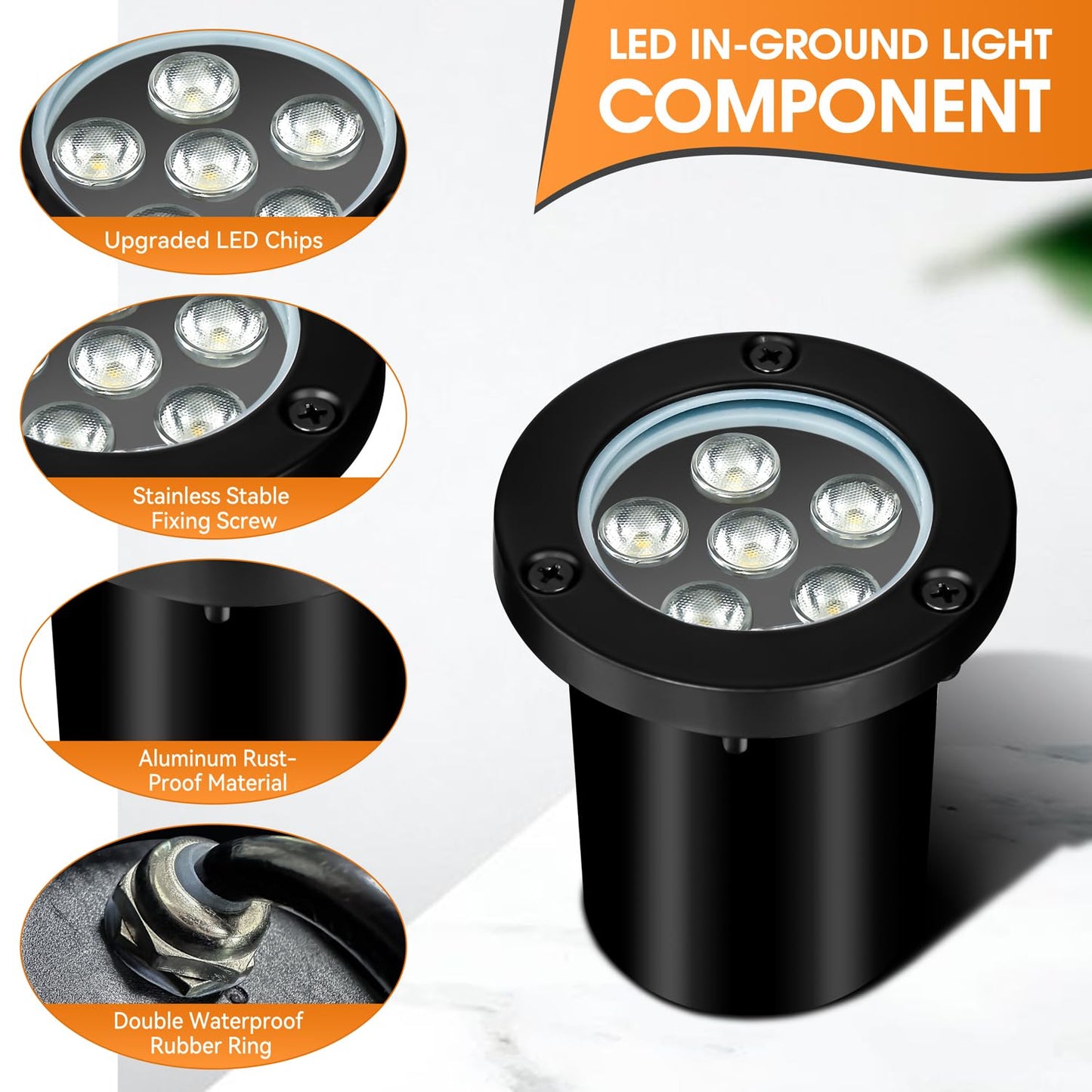 AOAXL 6W Well Lights Outdoor,110V 120V Landscaping Lights IP68 Waterproof 2700k Warm White Outdoor In-Ground Lights for Yard, Garden Patio, 8 Pack