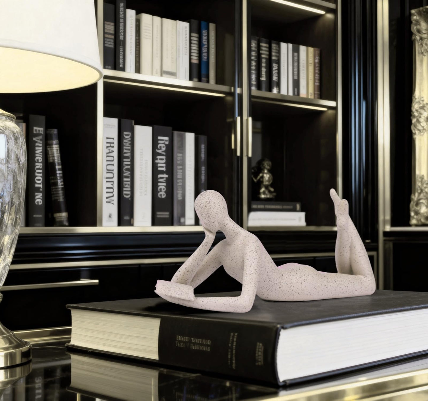 ZMLOOK "Reading Woman Thinker Sculpture is a Modern Abstract Decorative piece, a Favorite Among Book Lovers and Thinkers, Suitable for Placement in Living Rooms, Offices, and bedrooms. (Sandstone A)