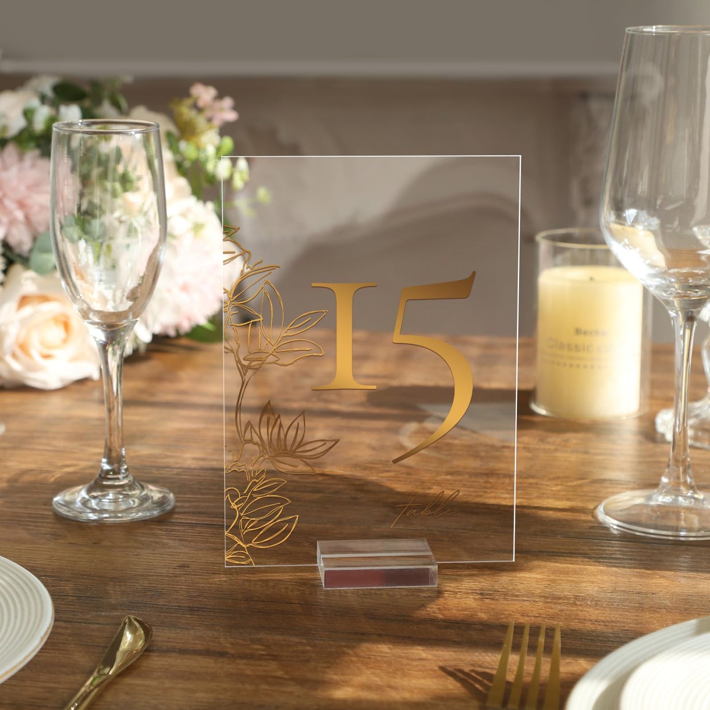 UNIQOOO 3" Clear Acrylic Stand | 10 Pack 3mm Slot Wedding Sign Holders, Perfect for Wedding, Table Number, Exhibition, Office, Restaurant, Business