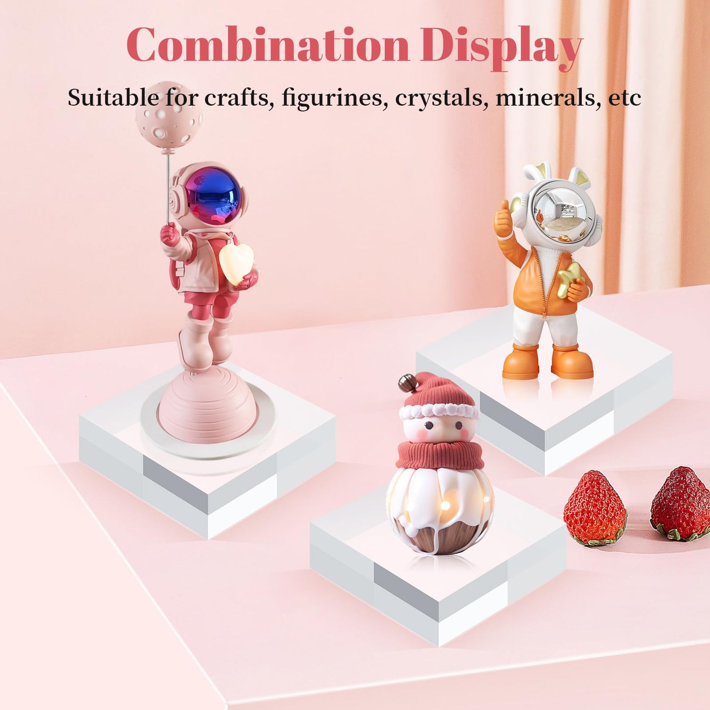 BestYiJo Square Acrylic Display Block 4 Pieces, 3 X 3 X 1 Inch Clear Polished Acrylic Blocks for Jewelry, Rings (4 * 4 * 1 inches)
