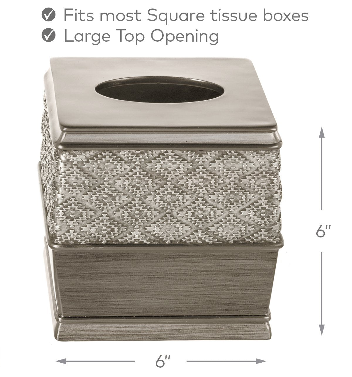Dublin Silver Square Resin Tissue Box Cover