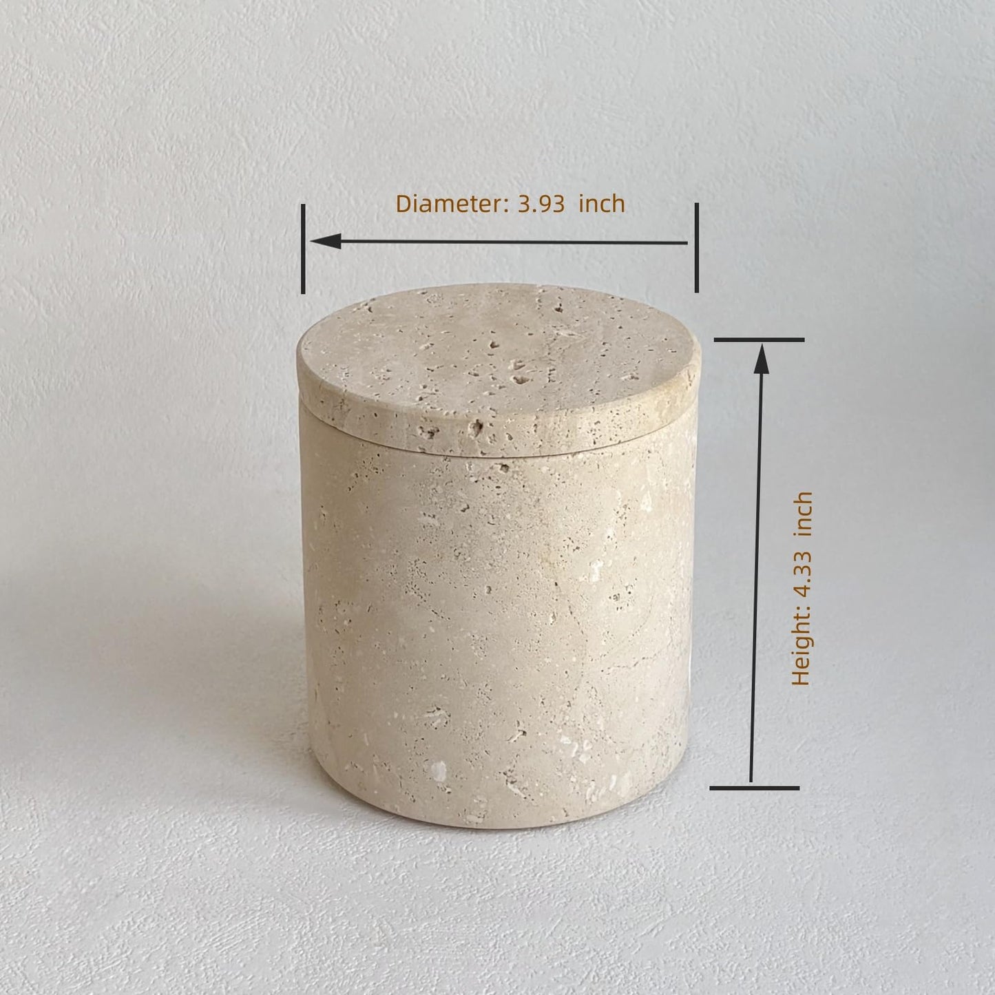 StonePlus Natural Marble Stone Travertine Jar Container Storage Box Cup with Lid (Beige Travertine)