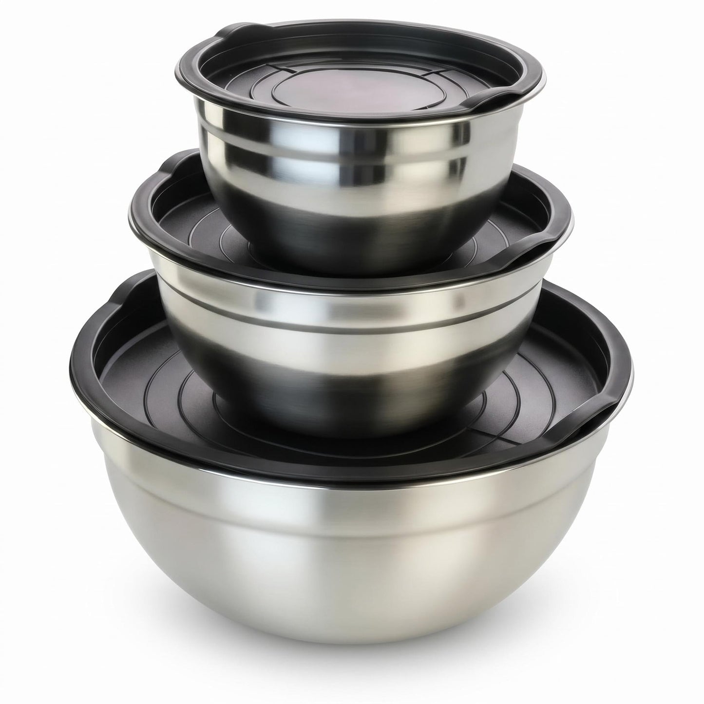 XAUZIX Mixing Bowls with Lids Set of 3, Stainless Steel Nesting Bowls with BPA-Free TPE Lids, 1.5/2.5/5 QT Kitchen Bowls for Baking, Salad Prep, Meal Prep, Mixing and Storage
