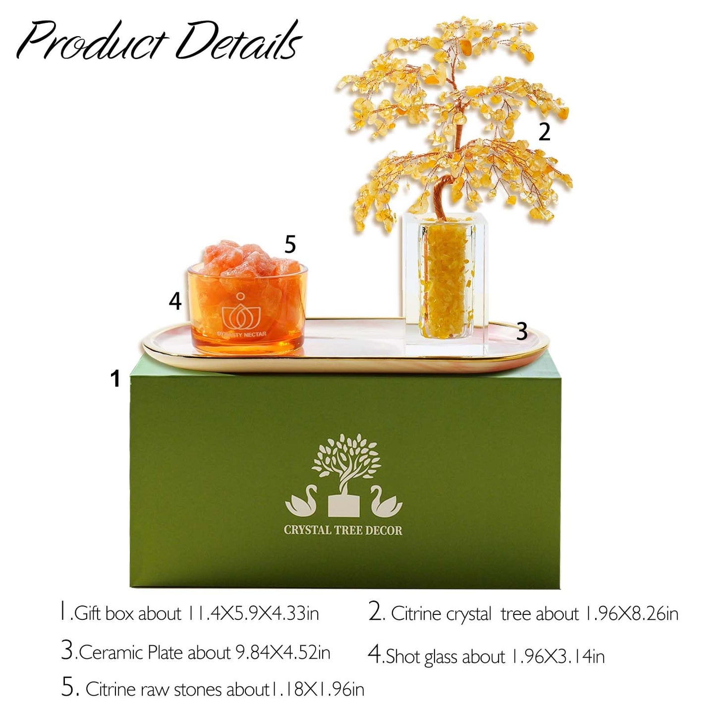 Runyangshi Citrine Crystal Tree of Life & Natural Crystal Ore Diffuser Set for Office Desk Living Room Home Decor Gemstone Tree for Money Positive Energy Feng Shui Good Luck Gift for Women and Mom