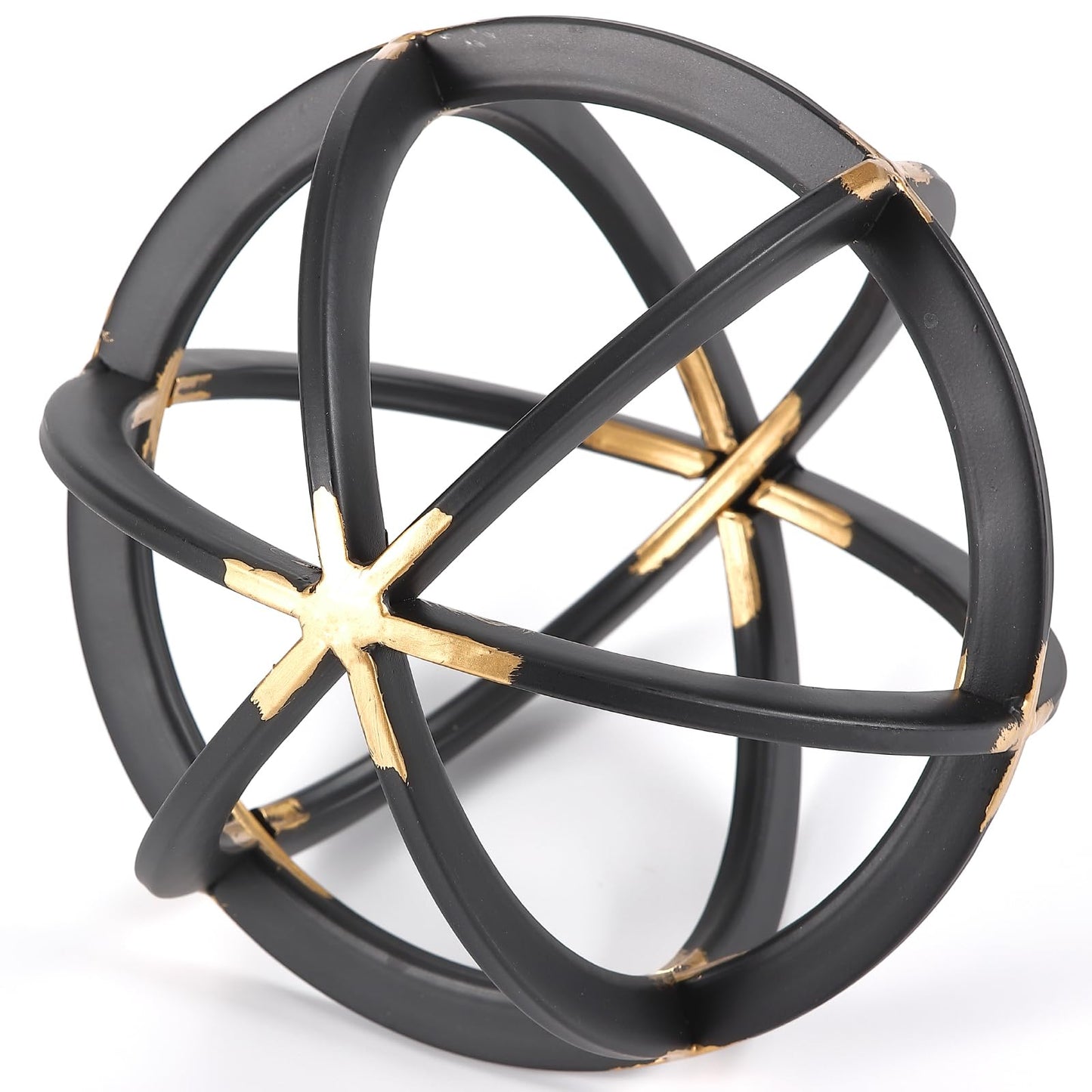 MOCOME 7" Metal Sphere Decor, Metal Coffee Table Decor Sculpture - Black & Gold, Abstract Tabletop Decorative Ball for Home, Decorative Balls for Centerpiece Bowls