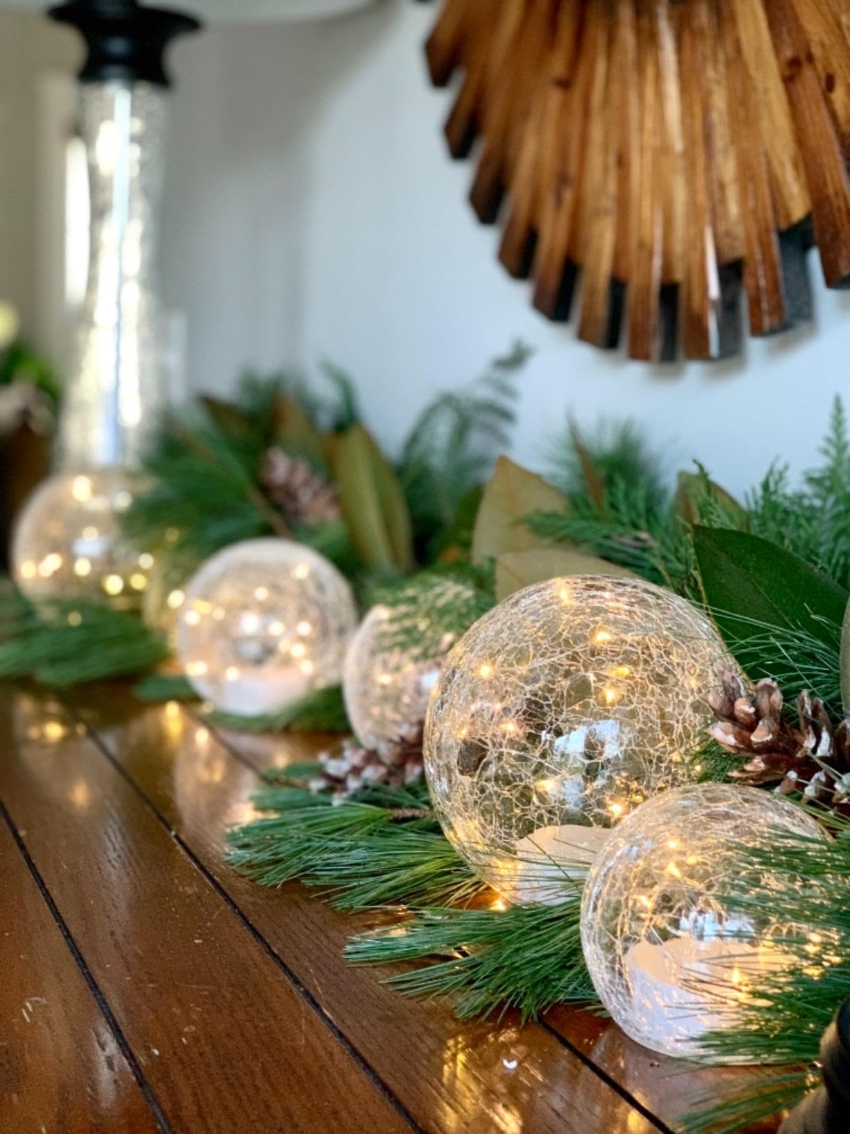 Crackle Globe LED Lamp Battery Operated – Gold Mercury Glass Ball Light for Festival Christmas Decoration, Living Room Indoor Decor (Batteries NOT Included, 3 Sizes Available)