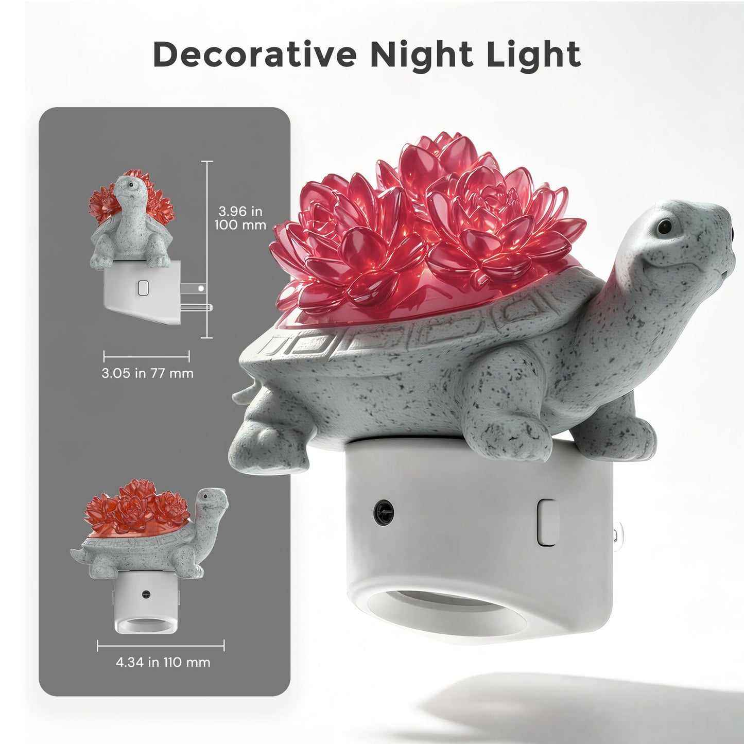 L LOHAS LED Plug in Night Light for Kids, 3D Cute Turtle Night Lights with Dusk to Dawn Sensor, Soft White 3000K Plug in Night Light, Christmas Birthday Gift Nightlight for Kids, Room Decor