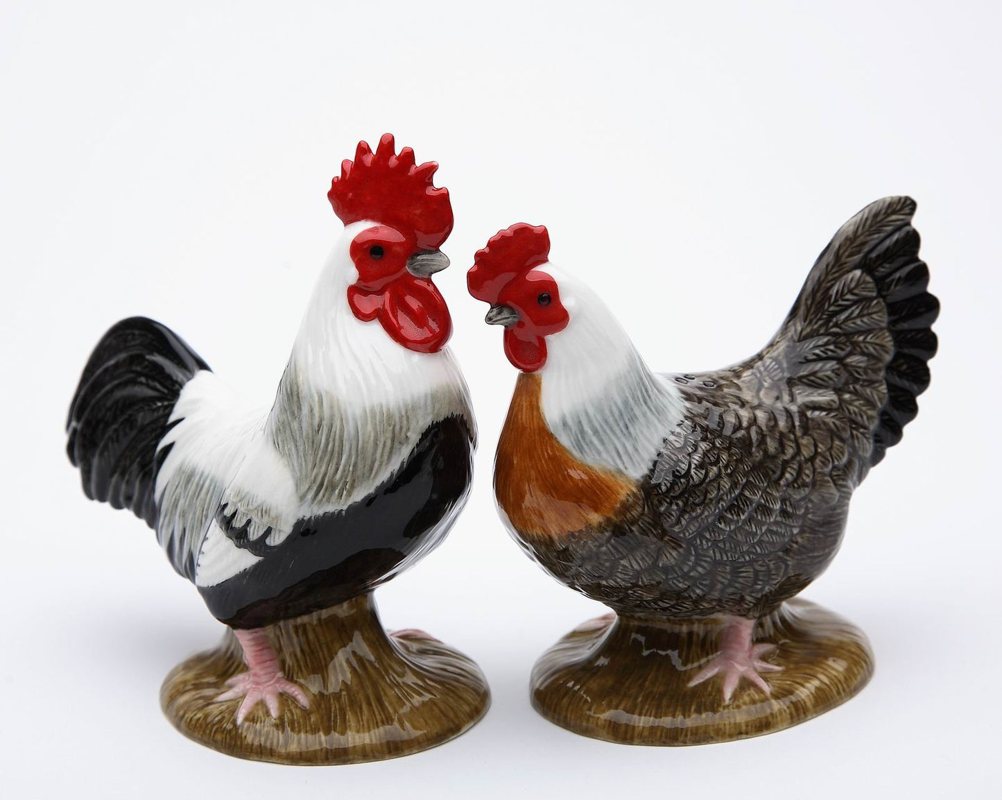 Cosmos Gifts 20883 Fine Porcelain Rooster & Hen Salt and Pepper Shakers, 3-7/8" H