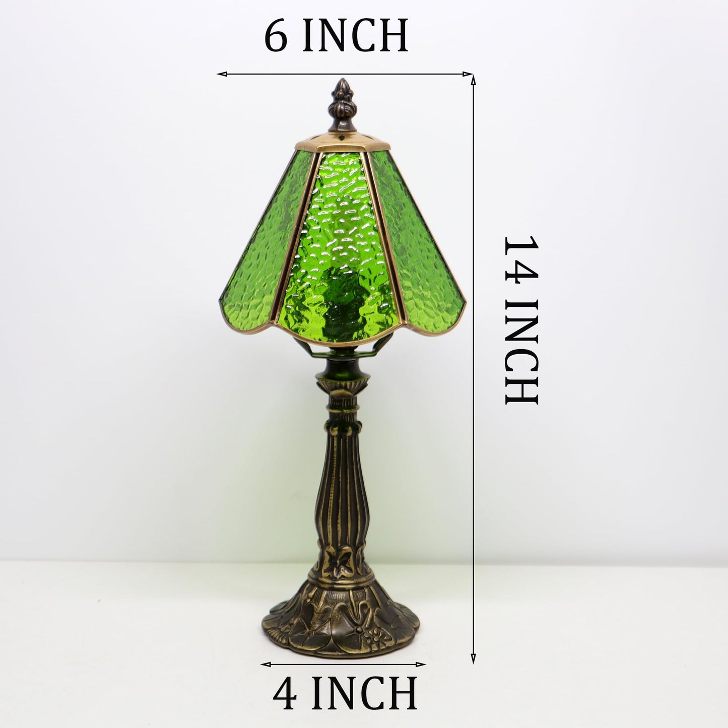MQYXH Tiffany Style Table Lamp Green Rippled Stained Glass Lamp 14 Inch