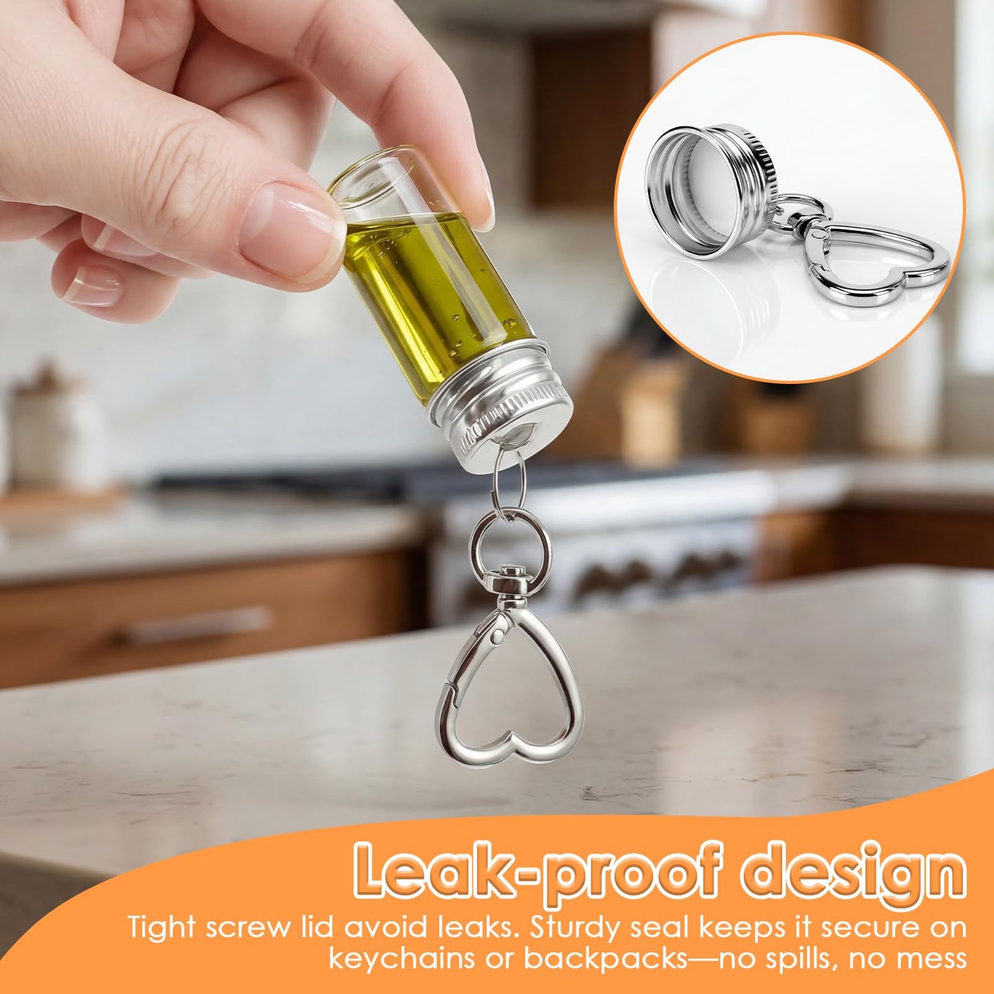 CQDAXUMY 6 Pcs Travel Salt Shaker, Mini Salt Keychain Bottle with Mini Funnel, Portable Clear Glass Spice Jar, Small Key Chain Travel Salt and Pepper Shakers for Camping, Office, Outdoor