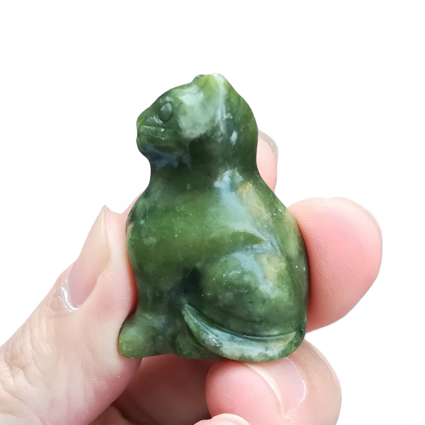 Afucats Natural Green Jade Handcrafted Cat Crystals and Healing Stones Figures Indoor Decorative Stones,1.57 Inchs Lovable Feline Art Piece for Cat Lovers,Office or Living Room