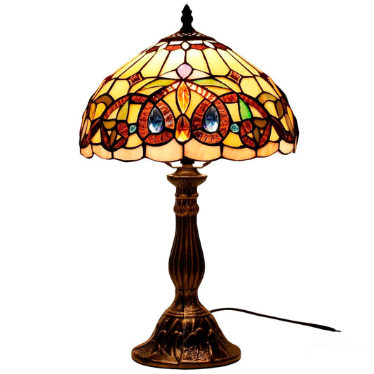 WERFACTORY Tiffany Style Table Lamp Stained Glass Serenity Victorian Lamp