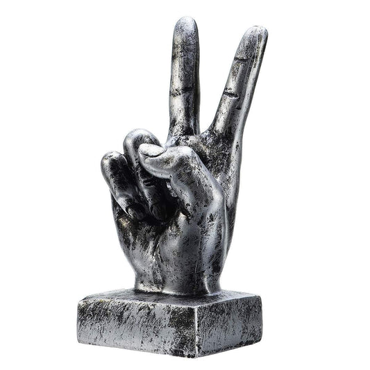 Nice purchase Hand Finger Gesture Desk Statues Fingers Sculpture Creative Home Living Room Cabinet Shelf Decoration (Victory Gesture in Silver)