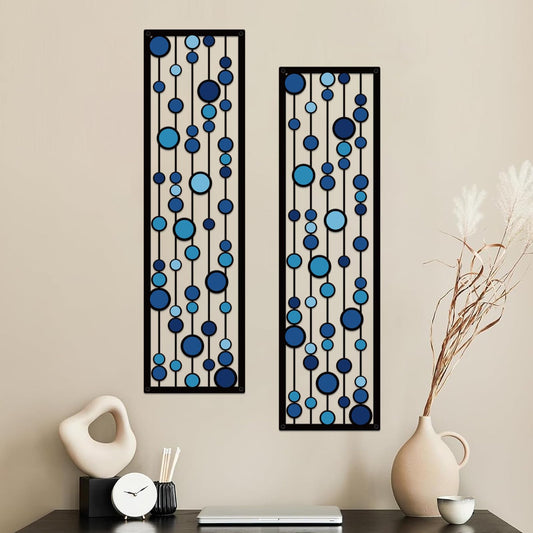 ShxTrade Geometric Metal Wall Decor, Modern Minimalist Geometric Wall Art 3D Abstract for Living Room Metal Wall Sculpture Hanging for Home Bedroom Office (Blue)