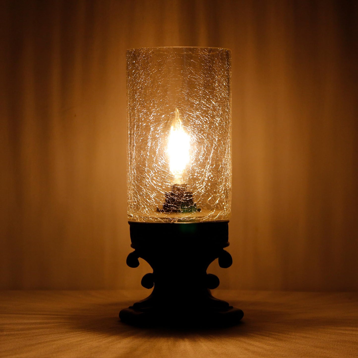 ANYONGLU Glass Table lamp with fine Cracks, Small Candle Holder,