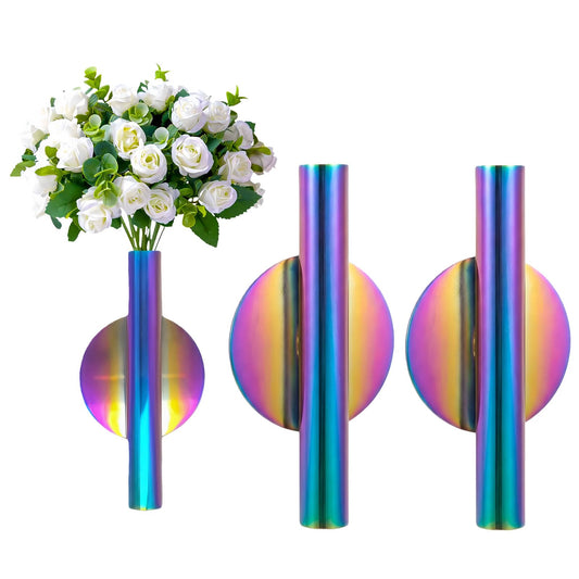 Artificial Flowers Metal Tube Decoration Holder Used to Display Faux Flowers, Fake Flower, Dried Flower, Also Suitable for Gravestone Memorial Decoration (2 Pcs Round Colorful)